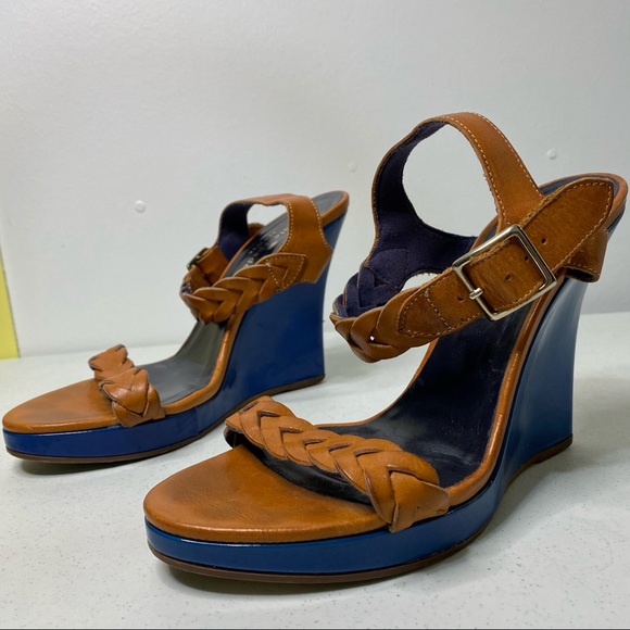 Kate Spade New York Blue Wedge Sandals Size 7.5